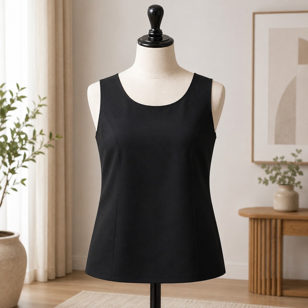 Jones Wear Suit Sleeveless Shell Top 18 Black Scoop Neck Lined Professional